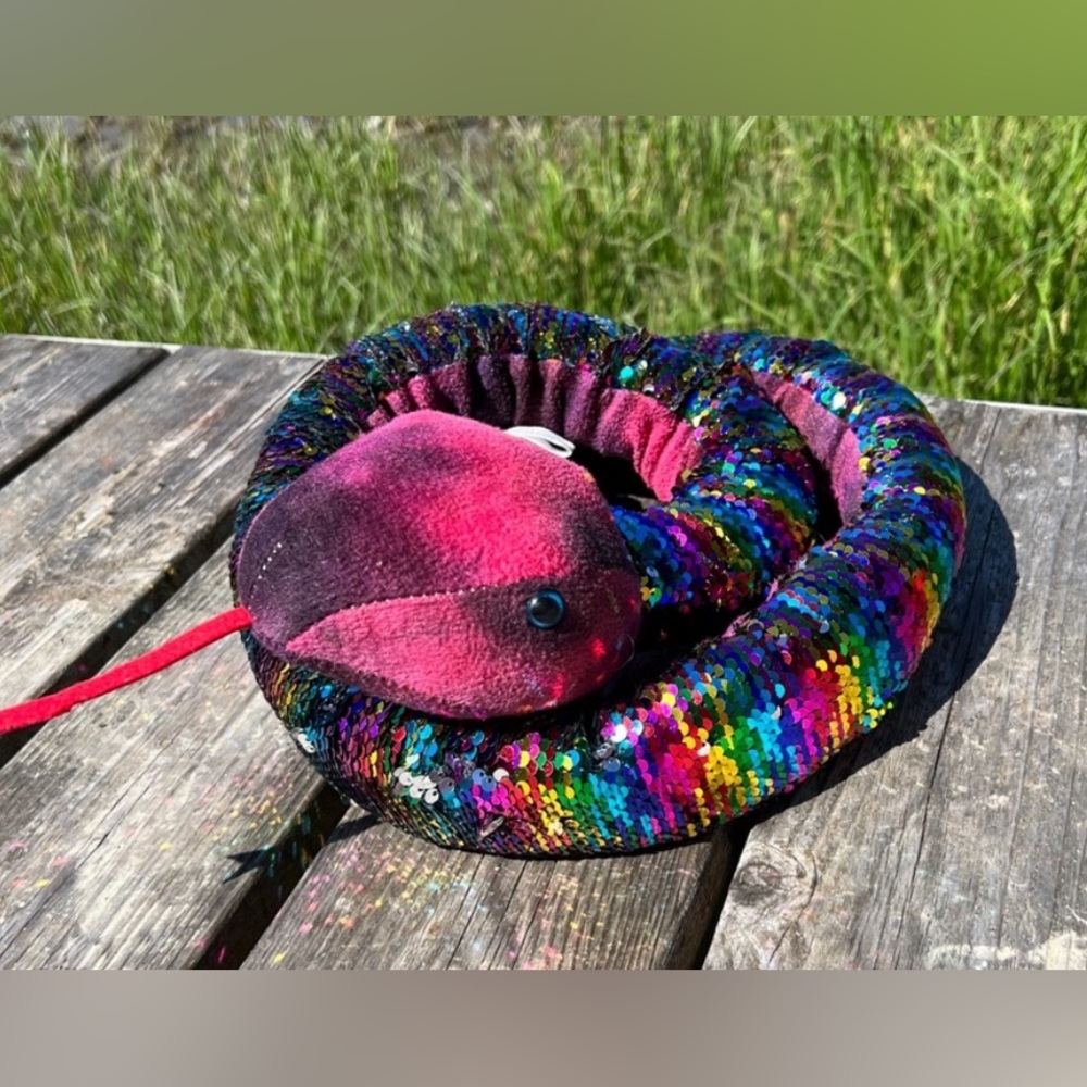 Adventure Planet Rainbow Sequined 65” Snake Plush Stuffed Animal Boa Bonstrictor